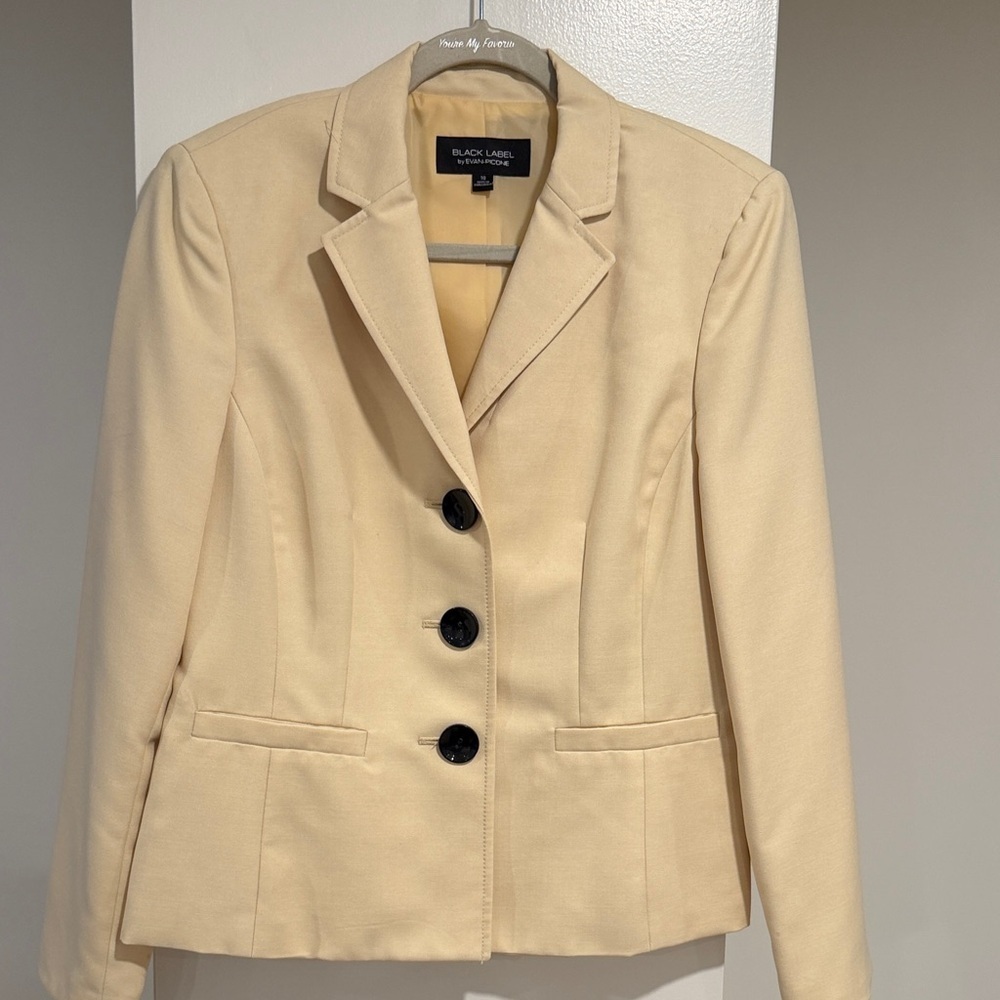 Black Label by Evan-Picone Butter Yellow Blazer Size 10 Classic Tailored Jacket